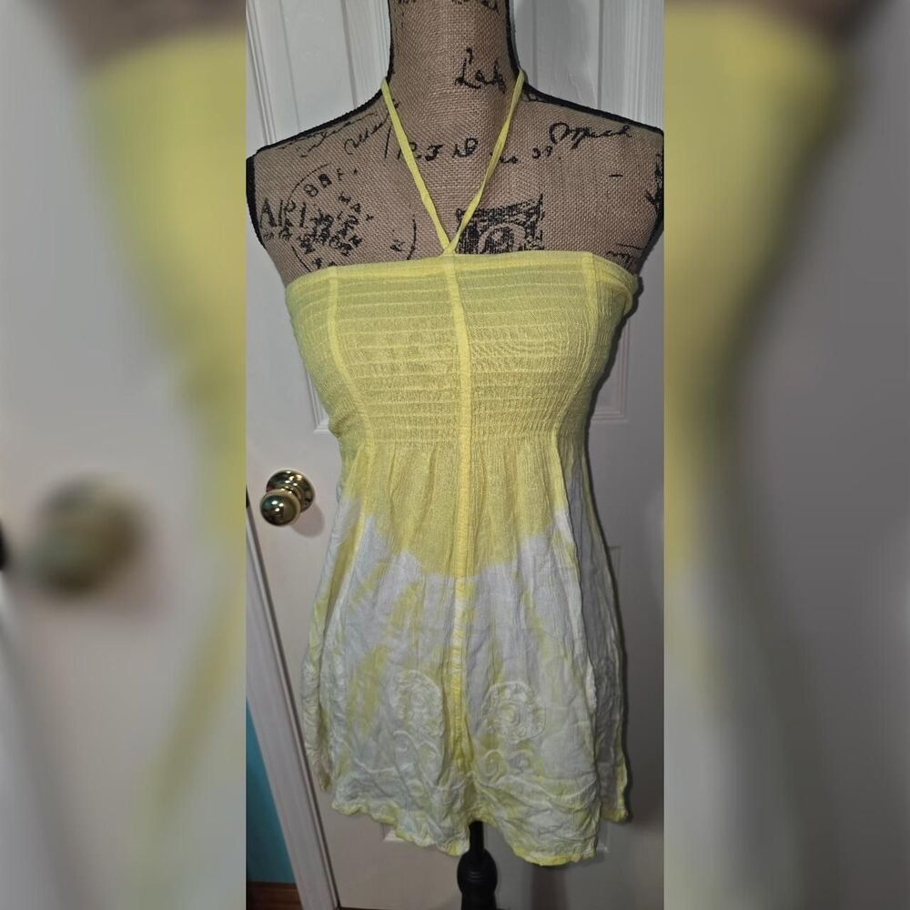 Y2K Shoreline Yellow Ombre Halter Tube Top